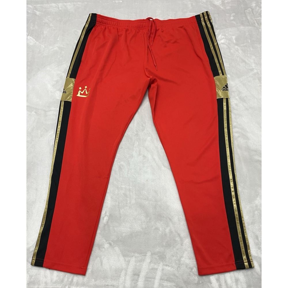 Adidas Jogger Men 3XL Red Salah Squadra 3-Stripes Ankle Zip Aeroready Training